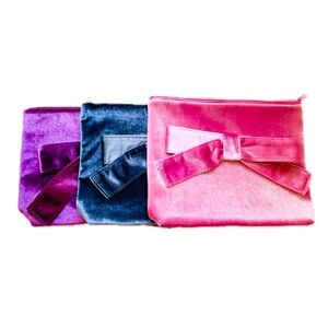 Set of 3 Velvet Bow Makeup Bags
